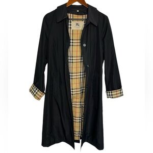 Burberry Black Trench Coat with Plaid Lining